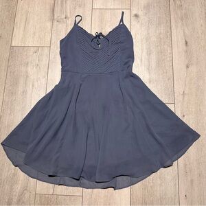 Abercrombie & Fitch Blue Spaghetti Strap Fit & Flare Mini Dress Pleated Bodice